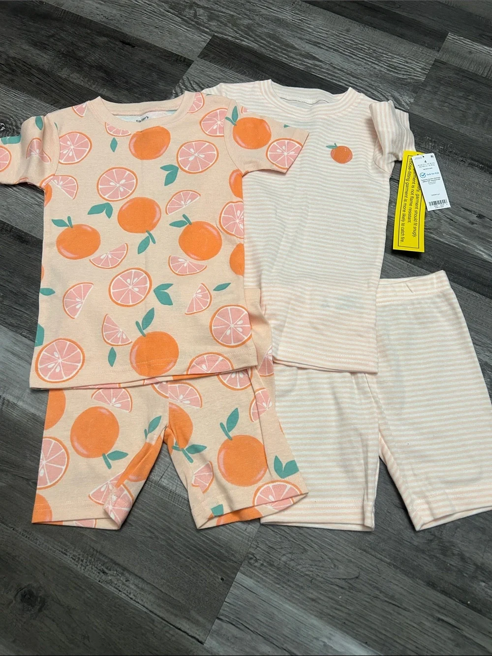 Carter's Peach and Orange Fruit Print Short Sleeve Pajama 2-Pack